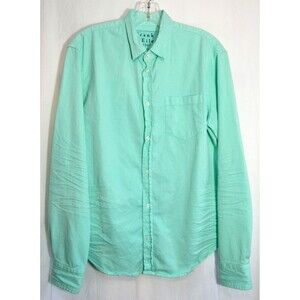 Frank & Eileen Luke Mint Green Distressed Button Down Long Sleeve Shirt S NWOT